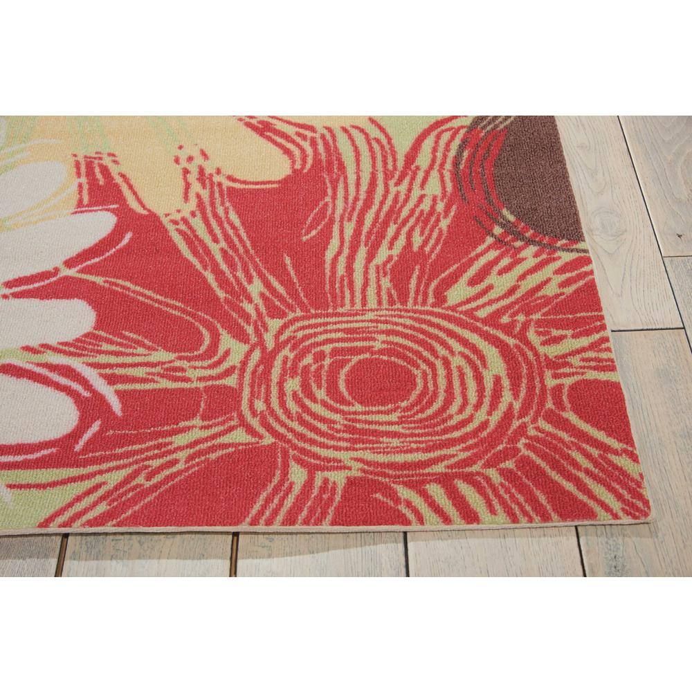 Lime Green Floral Sketch 5' x 7' Easy-Care Synthetic Area Rug