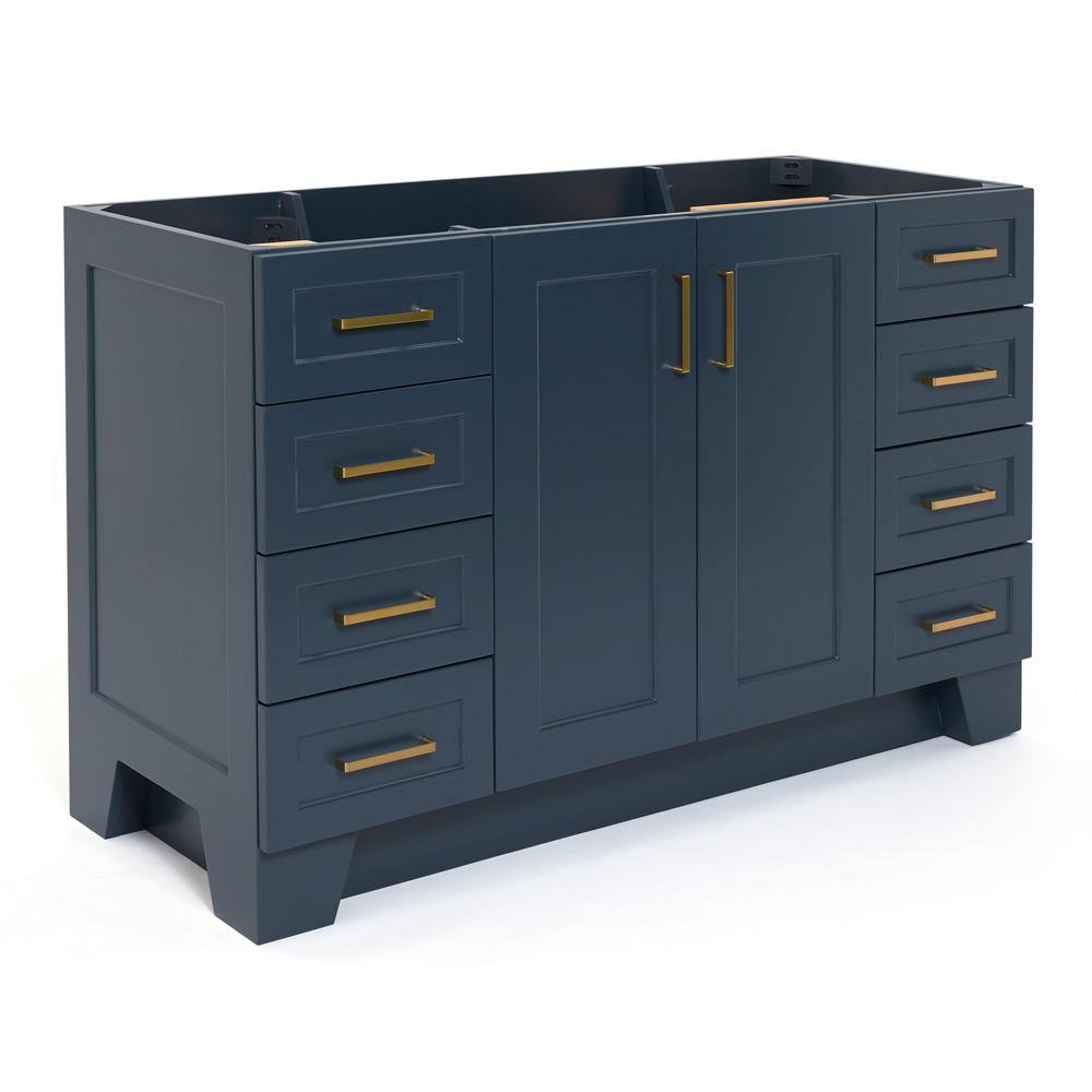 Taylor 54" Midnight Blue Freestanding Vanity with Brass Hardware