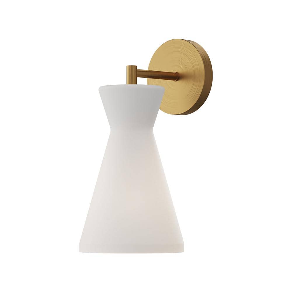 Betty Mid-Century Black Vanity Wall Sconce with Opal Matte Glass
