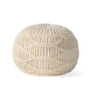 Malibu Knitted Wool 20 ft. x 20 ft. Round Pouf