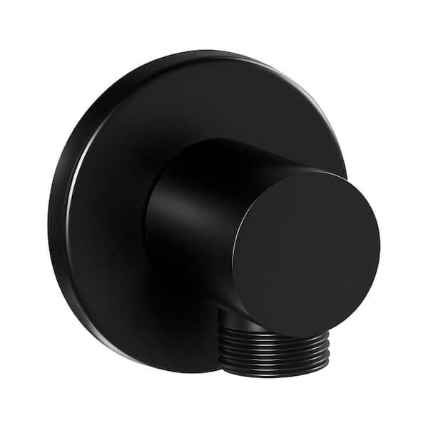 Wall Mounted Supply Elbow with O-Ring Flange, Tapered 1/2in. NPT Female, Solid Brass Wall Union, Matte Black, 1/2in. IPS