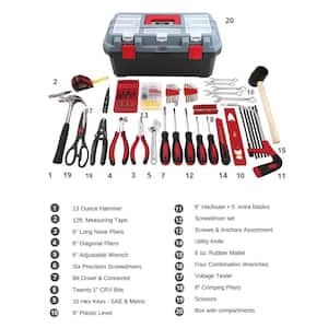Household Tool Kit with 16.5 in. Tool Box Red (170-Piece)