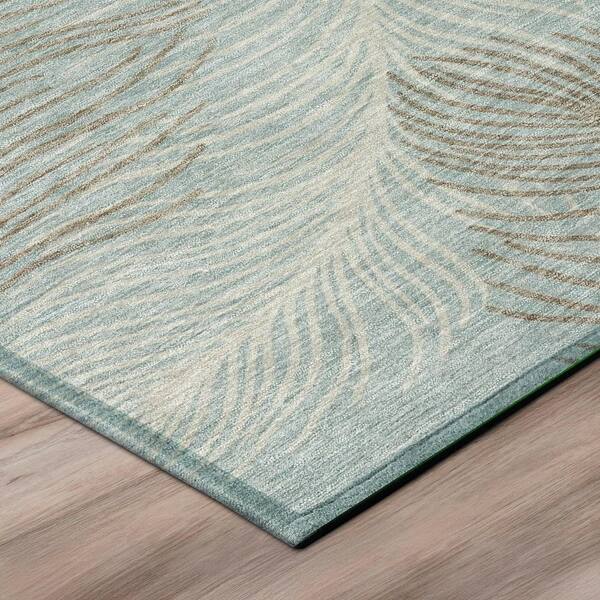 Chantille Machine Washable Indoor/Outdoor Abstract ACN3028 Spa 8 ft. x 8 ft. Round Rug