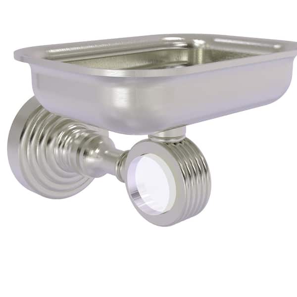 Allied Brass Pacific Grove Collection Wall Mounted Soap Dish Holder with Groovy Accents in Satin Nickel
