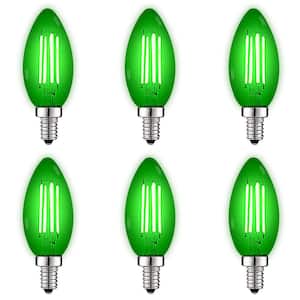40-Watt Equivalent LED Green Light Bulb, 4.5-Watt, Colored Glass Candelabra Bulb, UL Listed, E12 Base (6-Pack)