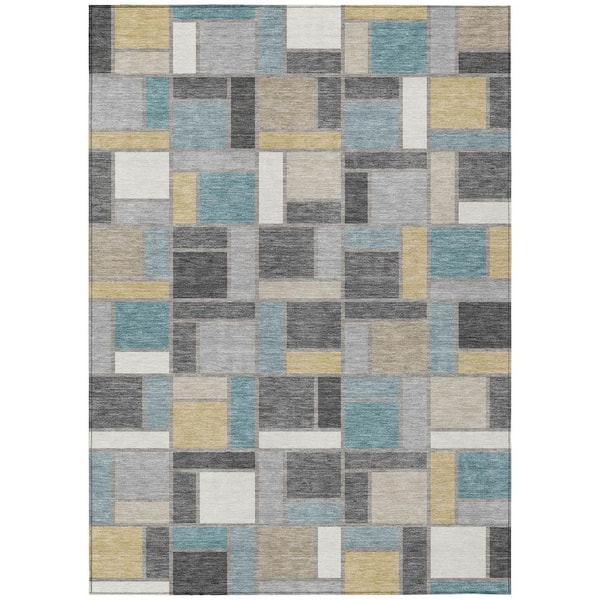 Chantille Machine Washable Indoor/Outdoor Abstract ACN3110 Gray 5 ft. x 7 ft. 6 in. Area Rug