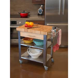 Pro Stadium Natural Kitchen Cart with Chop and Drop System