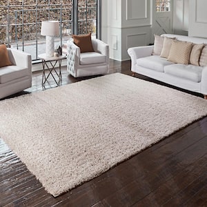 Anjou Ivory 9 ft. x 13 ft. Solid Shag Indoor Area Rug