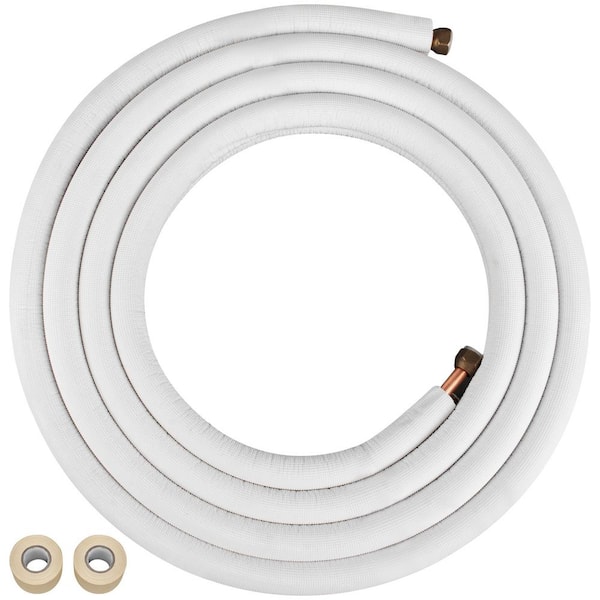 VEVOR Mini Split Copper Line Set 49.2 ft. L 1/2 in. and 1/4 in. OD Copper Pipes for Mini Split Air Conditione for 12000 BTU