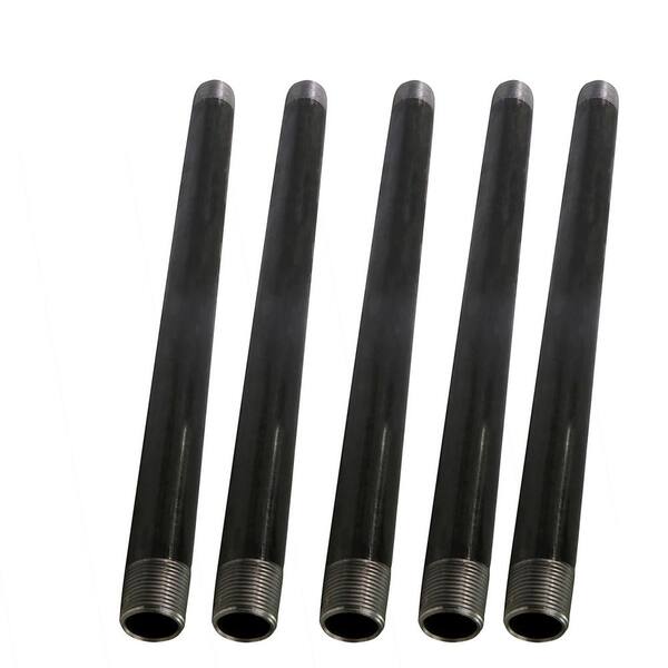 The Plumber's Choice 2 in. x 2.5 ft. Black Steel Pipe (5-Pack)