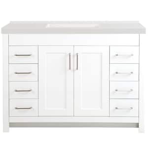 Westcourt 49 in. W x 22 in. D x 37 in. H Single Sink Freestanding Bath Vanity in White with White Cultured Marble Top