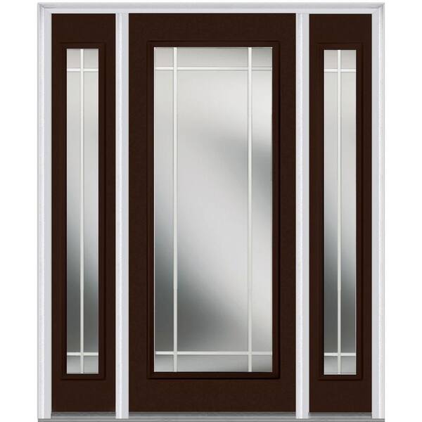 MMI Door 64 in. x 80 in. Internal Grilles Right-Hand Inswing Full Lite Clear Painted Steel Prehung Front Door with Sidelites