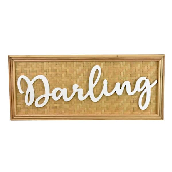 Benjara Modern 11.75 in. x 1 in. Brown and White Darling by Wood Wall Art