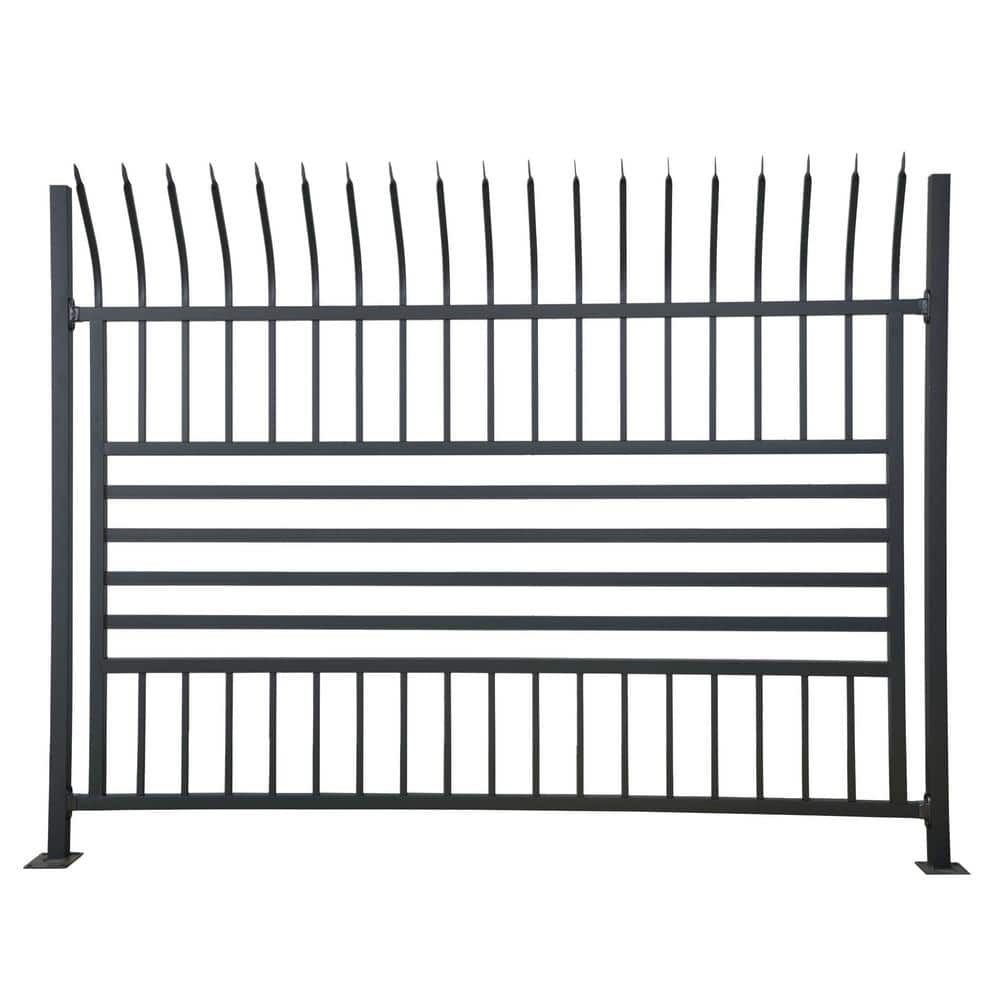 Black Steel 8-Panel French Gothic Ornamental Fence Kit