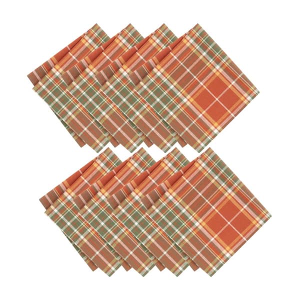 Threadmade Home Hawley Plaid Harvest Napkins, Set of 8, Multicolor - 17"W x 17"L