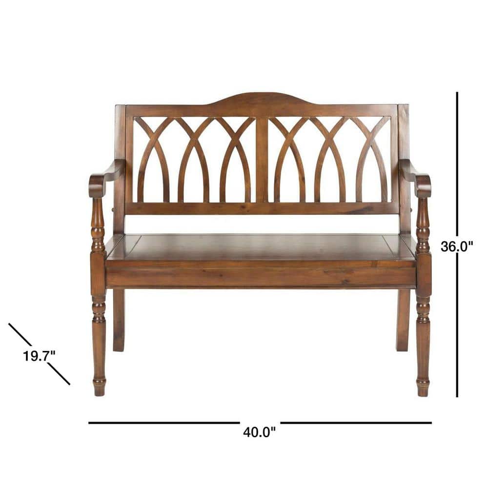 Benjamin Dark Teak Pine Wood Gothic Bench