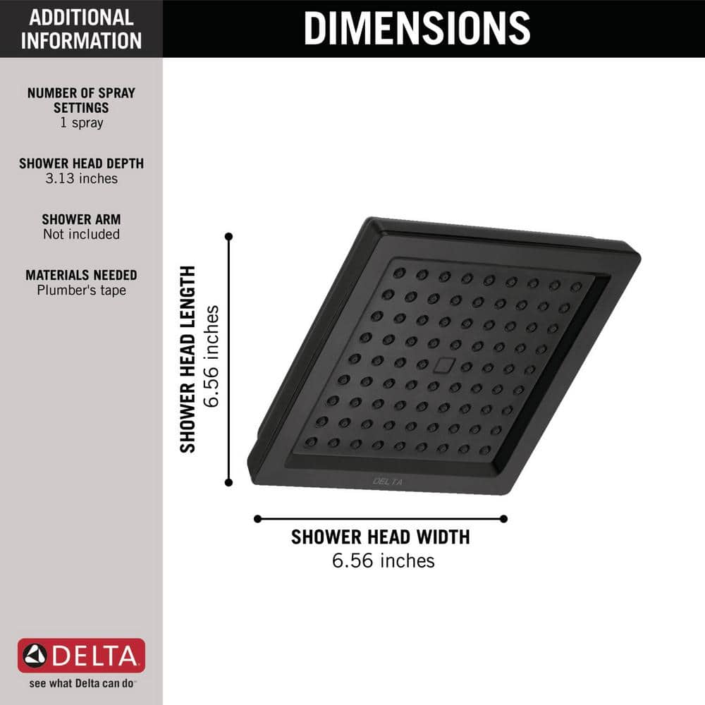 Matte Black Square Wall Mounted Rain Shower Head