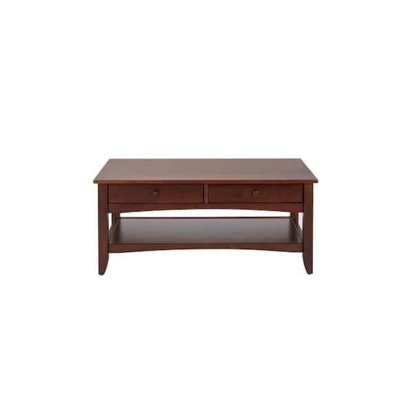 StyleWell Cedar Springs Rectangular Sable Brown Finish Wood 2 Drawer Coffee Table (42 in. W x 18.11 in. H)