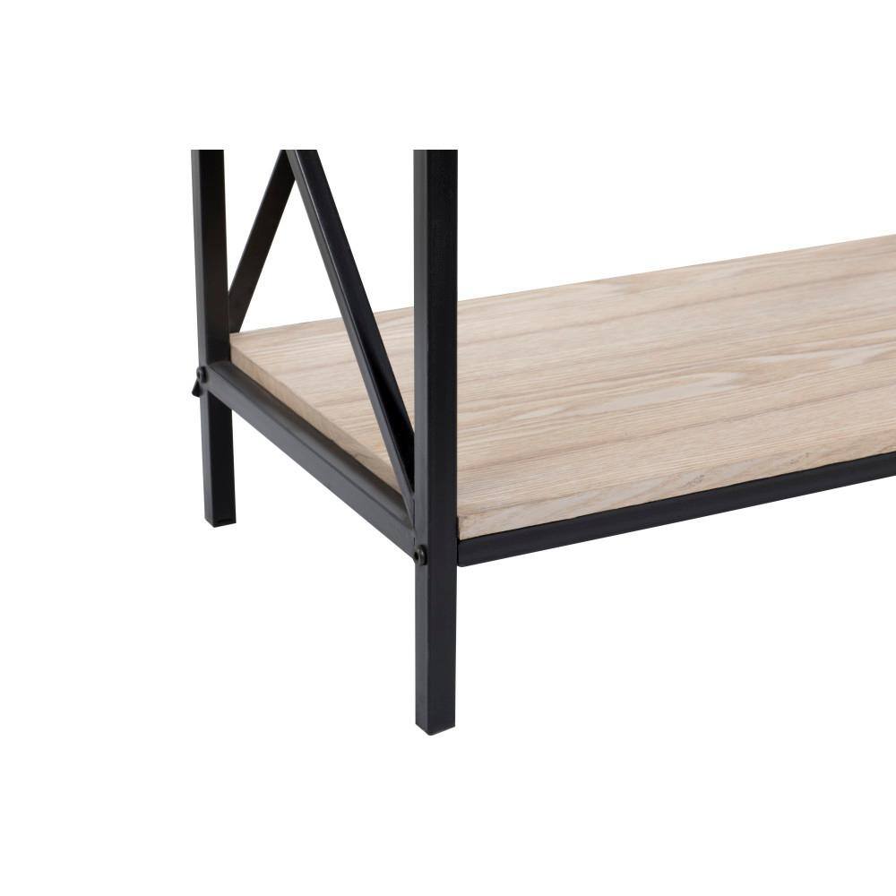 Industrial Brown Wood and Black Metal 5-Tier Étagère