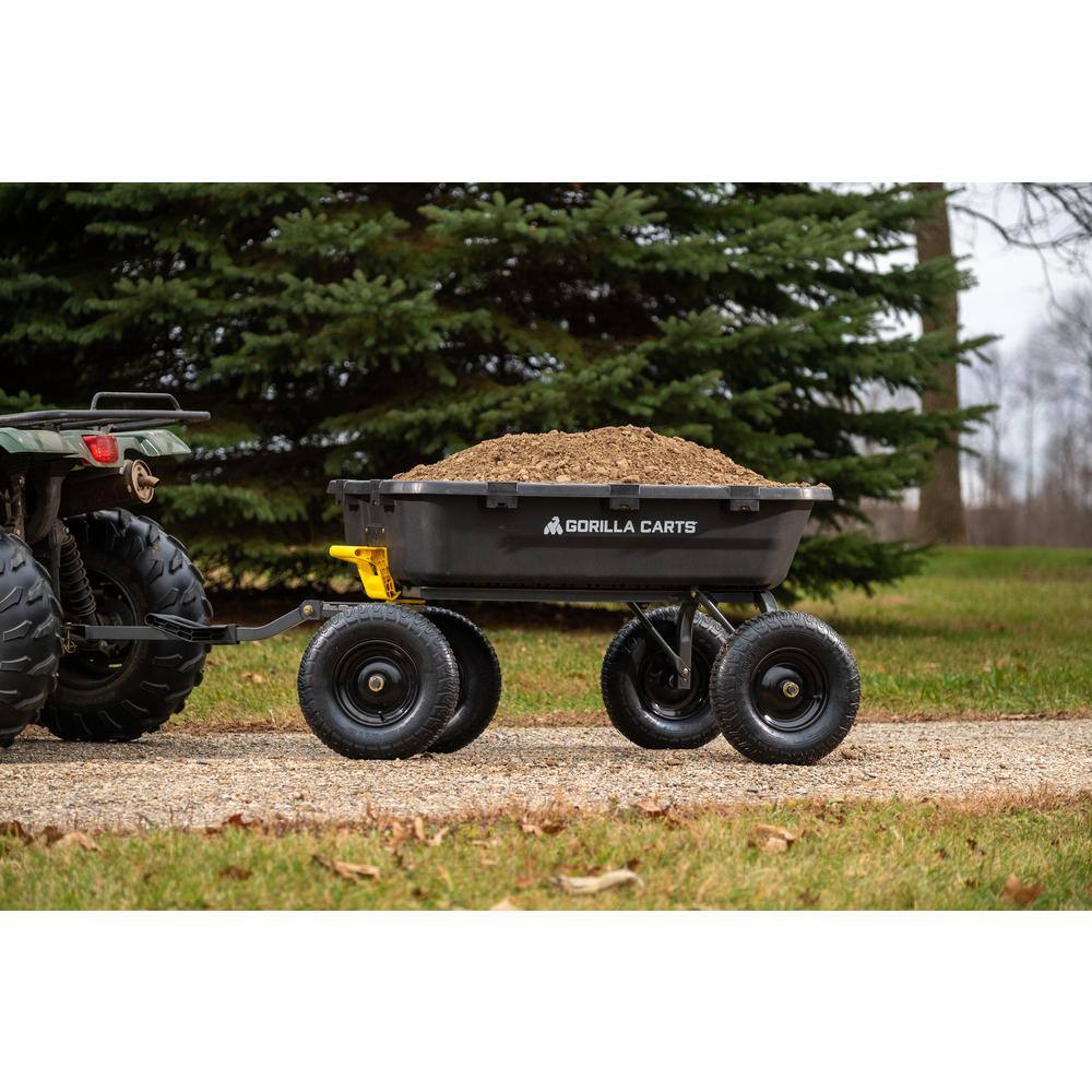 Heavy Duty Black Poly Yard Dump Cart with Pneumatic Tires