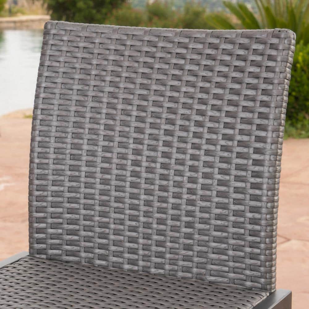 Cassidy Grey Wicker and Iron Bar Height Armless Barstools