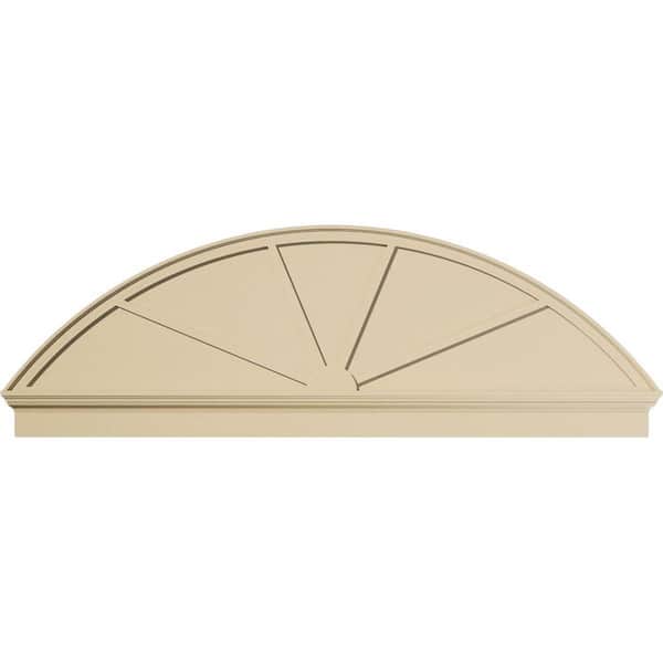 Ekena Millwork 82-in. W x 27-3/8-in. H x 2-3/4-in. P Segment Arch 4 Spoke Signature Urethane Combination Pediment, Primed Tan