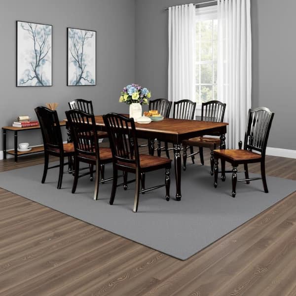 Gin 7-Piece Rectangle Black and Oak Brown Wood Top 4-Legs Dining Table Set Seats 6