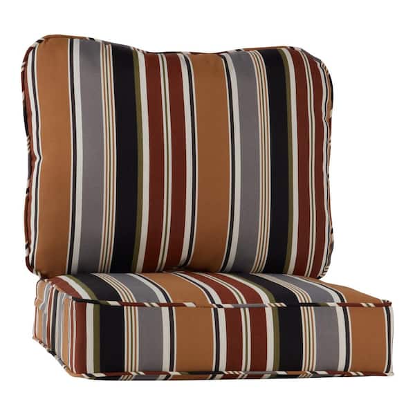 Greendale Home Fashions 24 in. x 24 in. 2-Piece Outdoor Deep Seat Lounge Chair Cushion in Brick Stripe