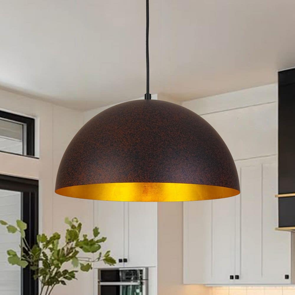 HUOKU PCover 1-Light 15 in.W Rust Copper Modern Farmhouse