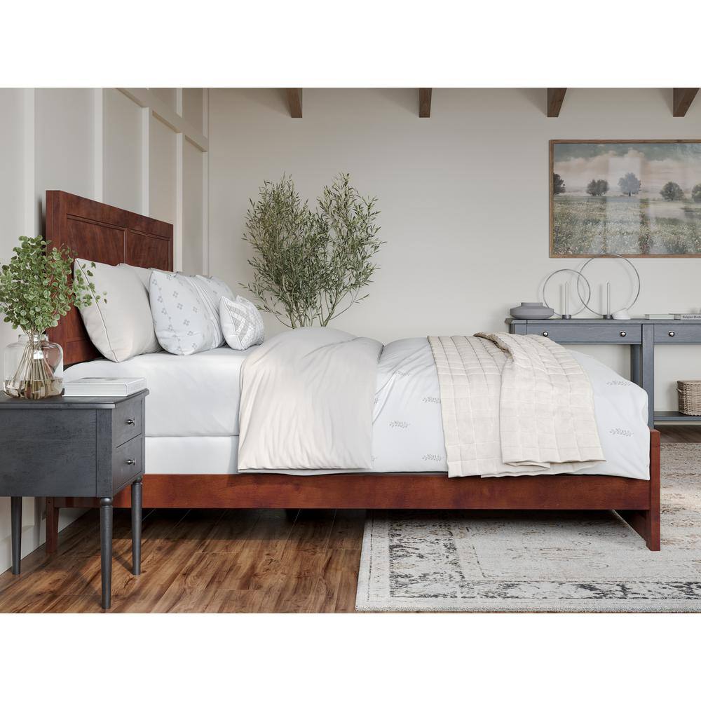 Canyon Walnut King Wood Frame Bed with Chevron Headboard