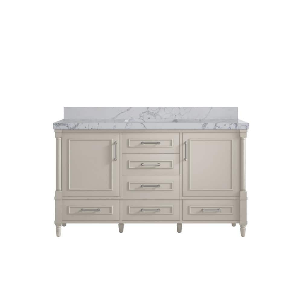 Hudson 60 in. W x 22 in. D x 36 in. H Single Sink Bath Vanity in Fine Grain with 2 in. Venatino Qt. Top price history on PriceWatchPro