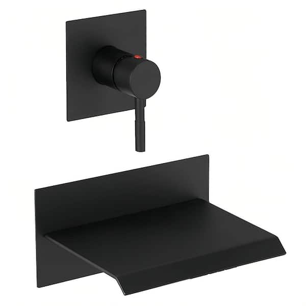 Single-Handle Wall Mount Roman Tub Faucet Bathtub Filler in Matte Black