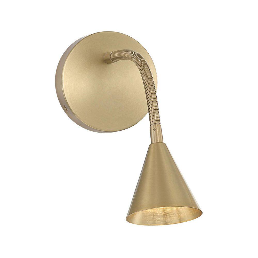 Pharos by Breegan Jane 4.38 in. W x 7.38 in. H 1-Light Noble Brass Mid-Century Modern Integrated LED Wall Sconce price history on PriceWatchPro