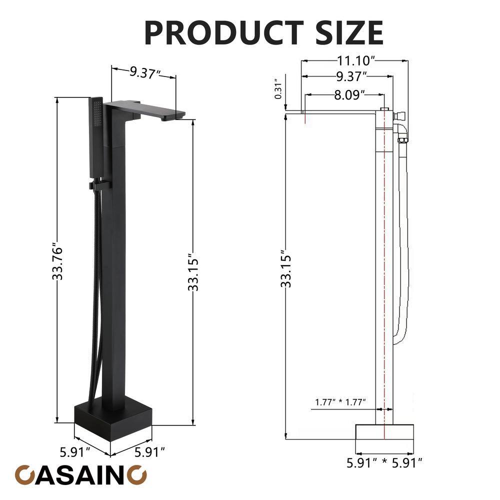 Matte Black Brass Freestanding Bathtub Faucet with Handshower
