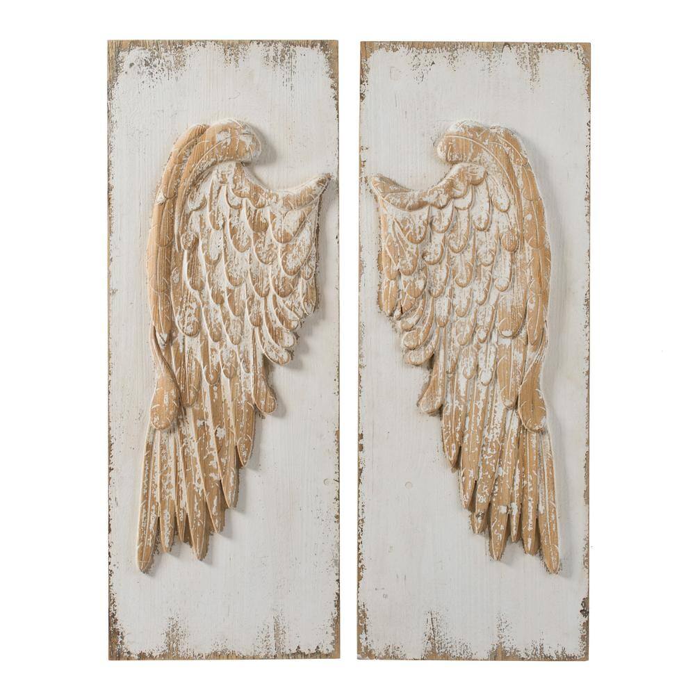 42 in. x 15.5 in. Wooden Feather Wing Wall Panels Rectangle Hanging Wall Ar