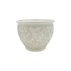 11 in. Alpine Glazed White Ceramic Planter (11 in. D x 8.5 in. H) with Drainage Hole