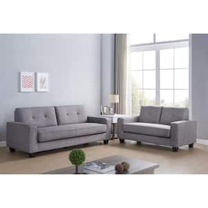 Megumi 59.8 in. Gray Polyester 2-Seater Loveseat with Square Arms