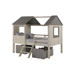 Grey Rustic Sand Full House Low Loft Bed