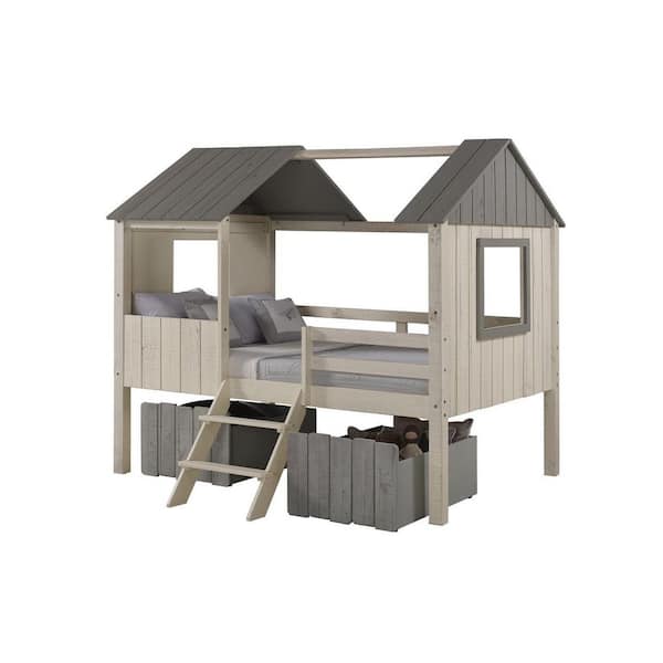 Donco Kids Grey Rustic Sand Full House Low Loft Bed