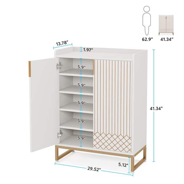 42.3 H Shoe Cabinet, Wood Shoe Rack Storage Cupboard with 2 Tilt-out –  hitowofficial