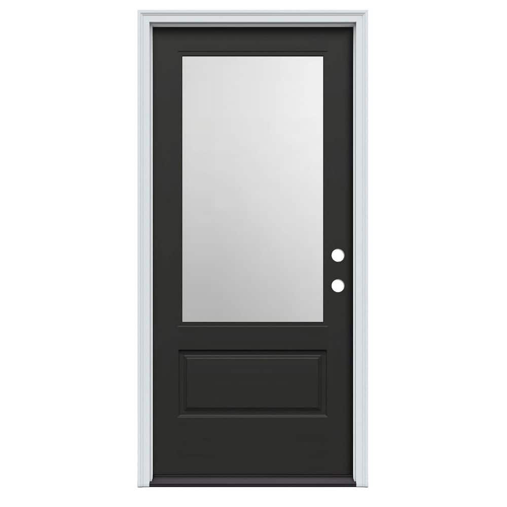 Direct Glaze 30 in. x 80 in. Left-Hand Inswing 3/4 Lite Clear Low-E Black Fiberglass Prehung Door on 4-9/16 in. Frame price history on PriceWatchPro