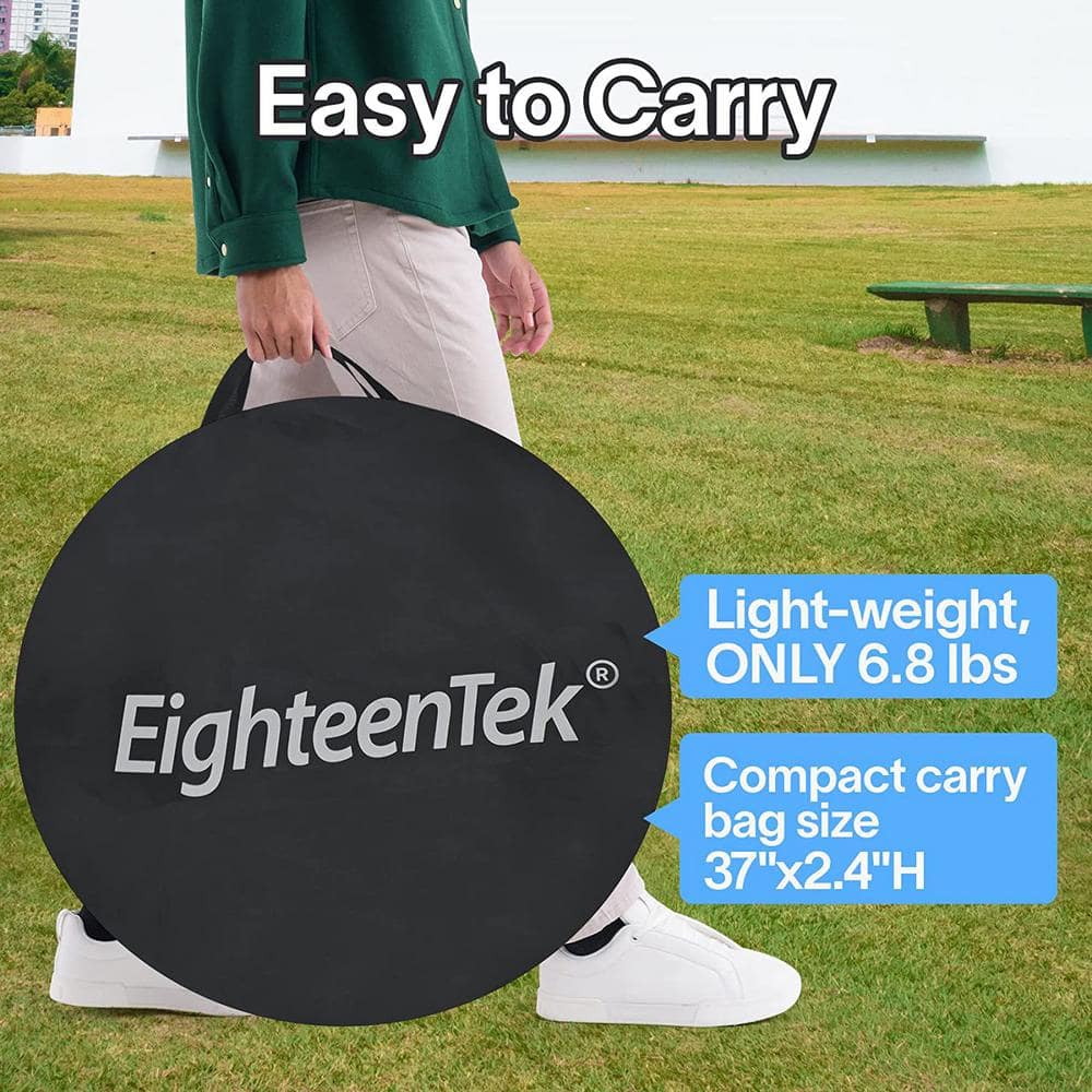 EighteenTek Black Polyester 2-Room Camping Shower Tent