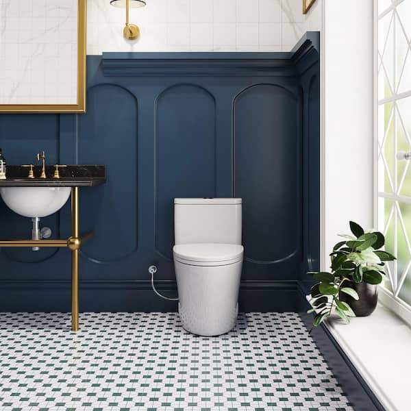 1-Piece 12 in. Rough In 1.1/1.6 GPF Dual Flush Elongated Toilet in White with Quick-Release Seat
