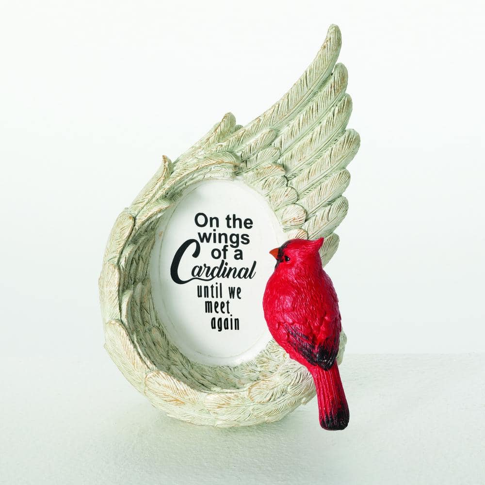 Gray and Red Resin Cardinal Wing Memorial Figurine, 6.5"