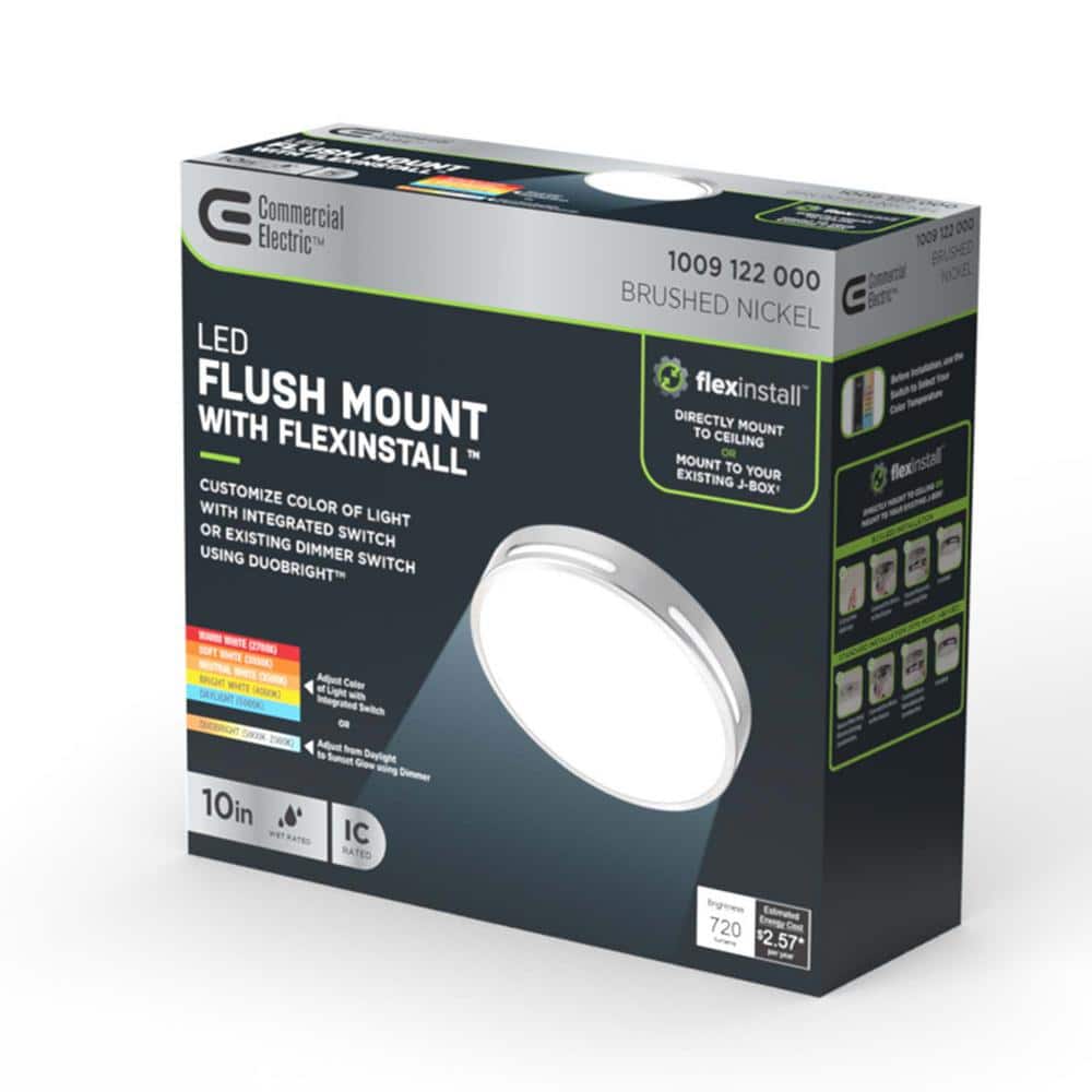 Brushed Nickel 12" Round LED Ceiling Light with DuoBright Dimming