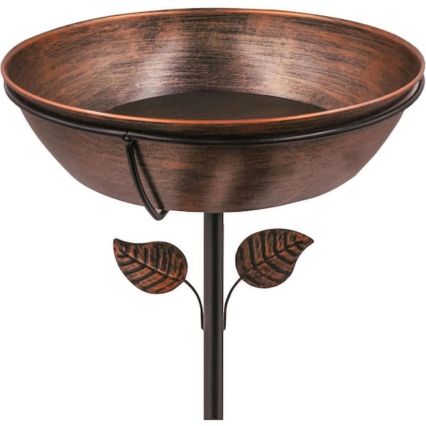 13 in. Metal Bird Bath Bowl with Removable 3 in. Deep Basin and Stable Stake for Garden Decor