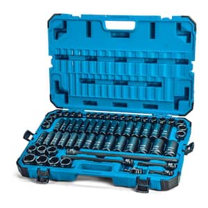 1/2 in. Drive SAE/Metric Master Impact Socket Set with Adapters and Extensions (63-Piece)
