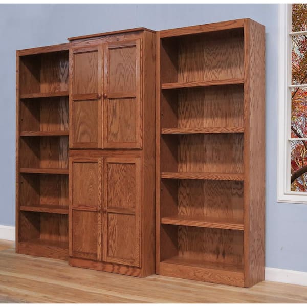72 in. Dry Oak Wood 15-shelf Standard Bookcase with Adjustable Shelves