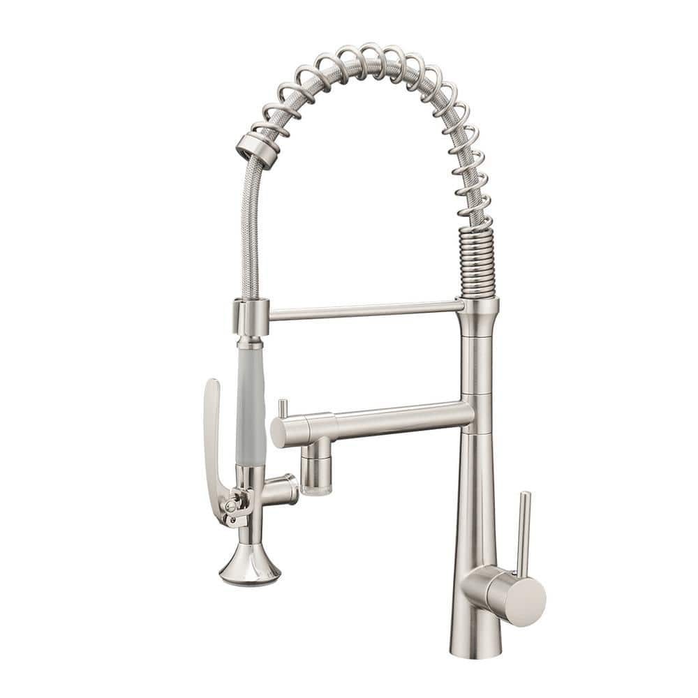 Single Handle Deck Mount Pull Down Sprayer Kitchen Faucet with LED in Brushed Nickel price history on PriceWatchPro