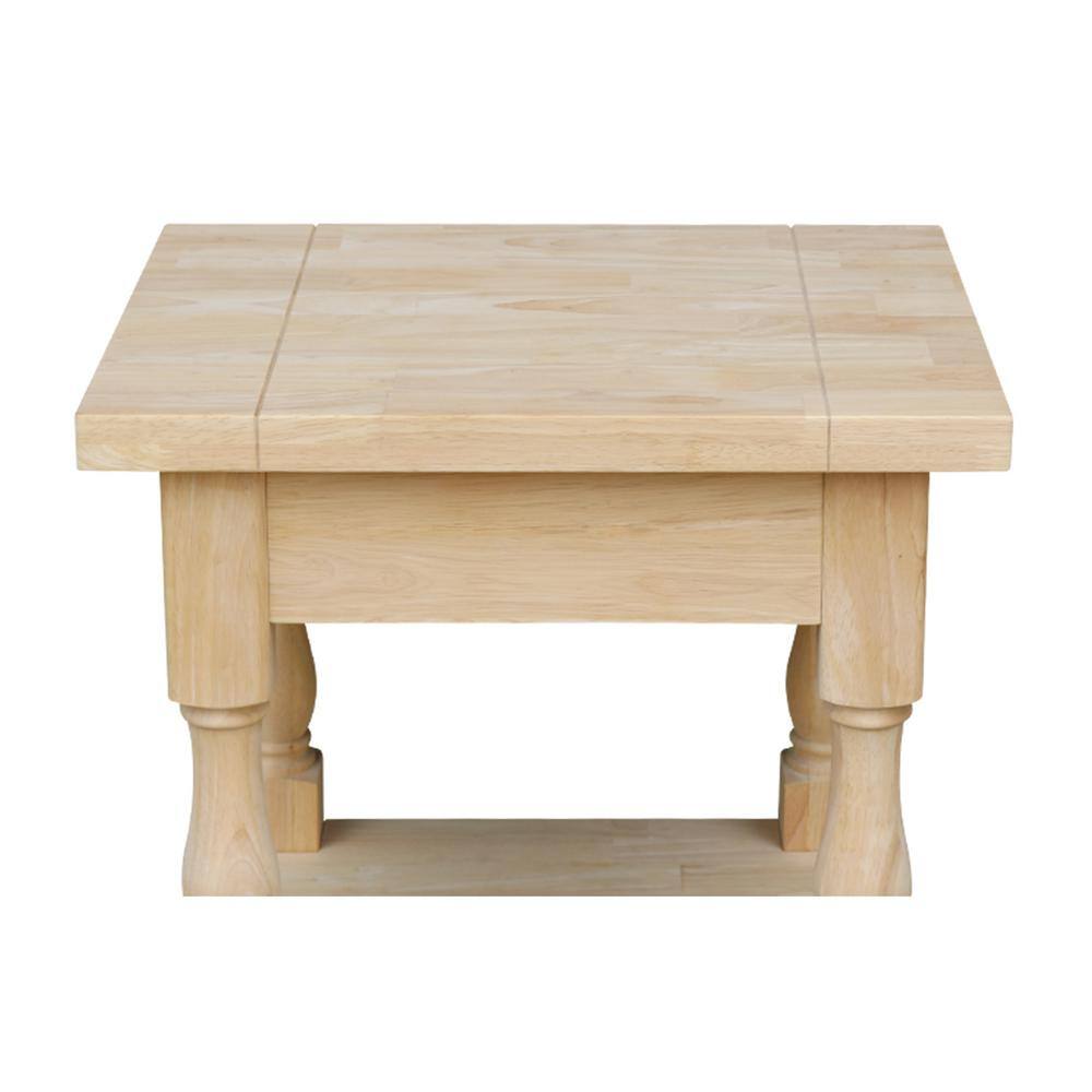 Tuscan Solid Wood Rectangular End Table - Unfinished